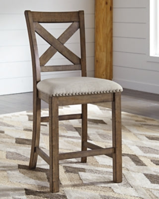 Ashley Moriville Beige Counter Height Bar Stool (Set of 2)