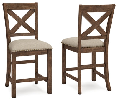 Ashley Moriville Beige Counter Height Bar Stool (Set of 2)