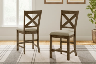Ashley Moriville Beige Counter Height Bar Stool (Set of 2)