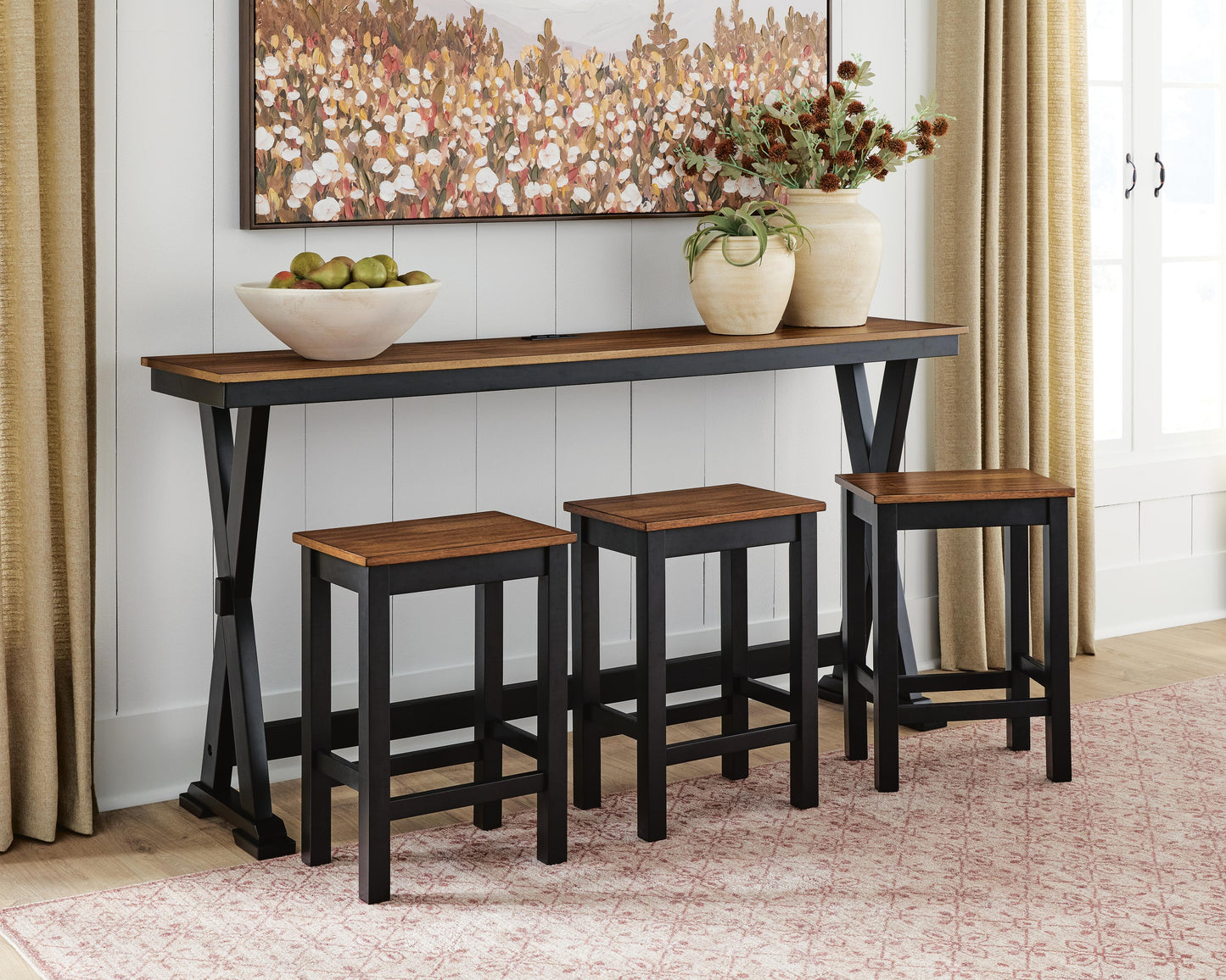 Ashley Wildenauer Brown Black Counter Height Dining Table and 3 Barstools Set (Set of 4)