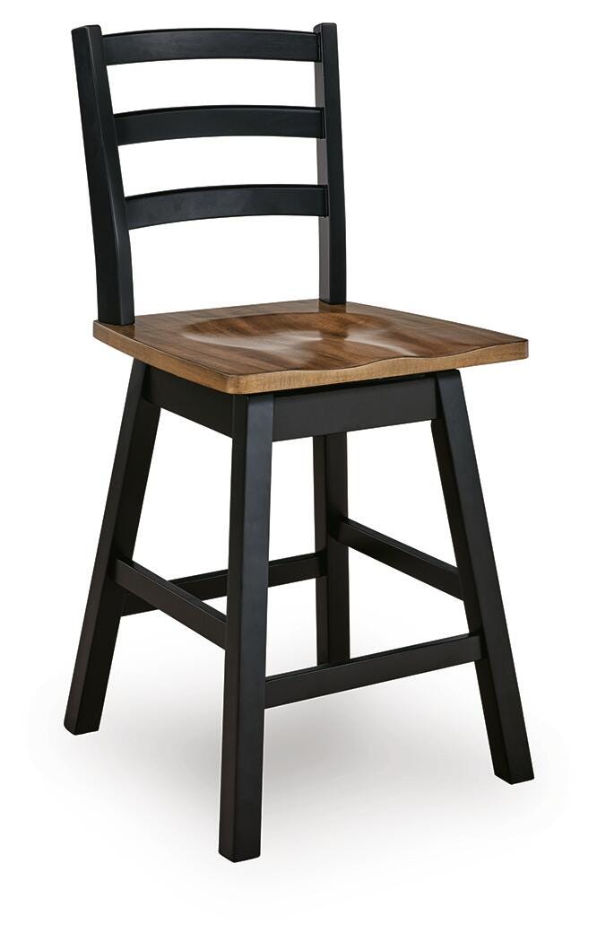 Ashley Wildenauer Brown Black Counter Height Swivel Barstool (Set of 2)