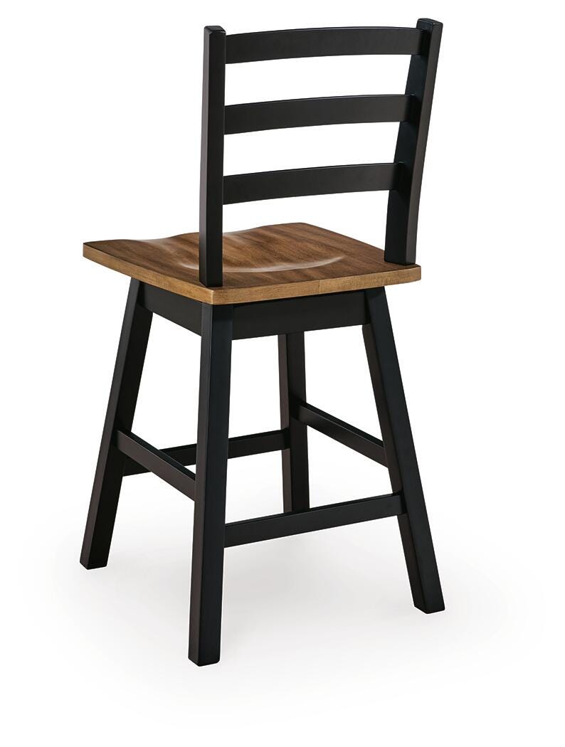 Ashley Wildenauer Brown Black Counter Height Swivel Barstool (Set of 2)