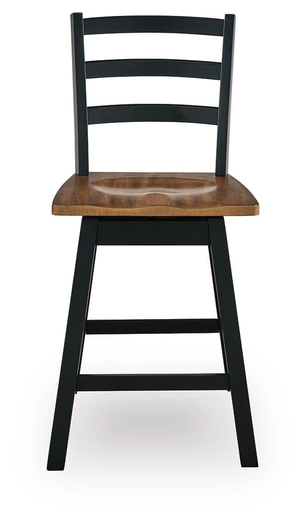 Ashley Wildenauer Brown Black Counter Height Swivel Barstool (Set of 2)