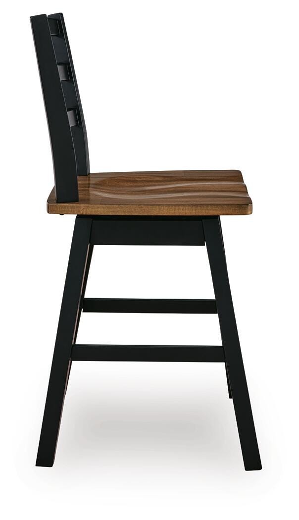 Ashley Wildenauer Brown Black Counter Height Swivel Barstool (Set of 2)