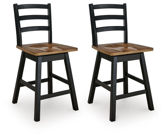 Ashley Wildenauer Brown Black Counter Height Swivel Barstool (Set of 2)