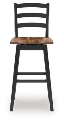 Ashley Wildenauer Brown Black Bar Height Bar Stool (Set of 2)