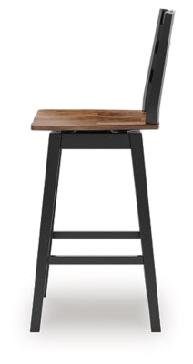 Ashley Wildenauer Brown Black Bar Height Bar Stool (Set of 2)