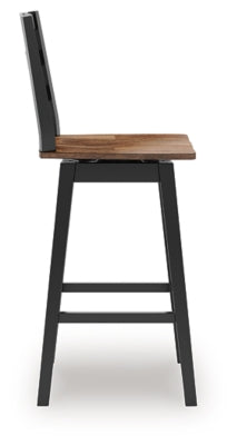 Ashley Wildenauer Brown Black Bar Height Bar Stool (Set of 2)