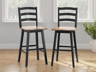 Ashley Wildenauer Brown Black Bar Height Bar Stool (Set of 2)