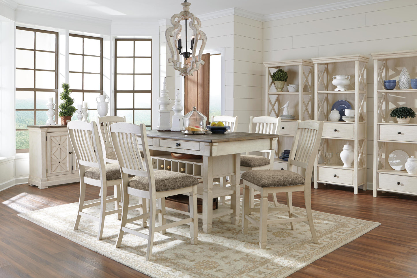 Ashley Bolanburg Two-tone Counter Height Rake-Back Bar Stool (Set of 2)