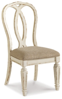 Ashley Realyn Chipped White Ribbon Back Dining Chair (Set of 2)
