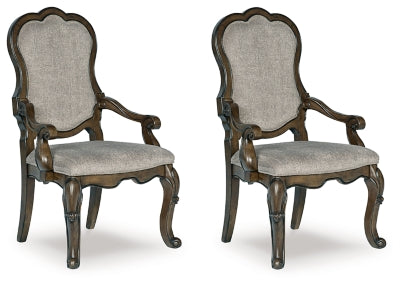 Ashley Maylee Dark Brown Dining Arm Chair (Set of 2)