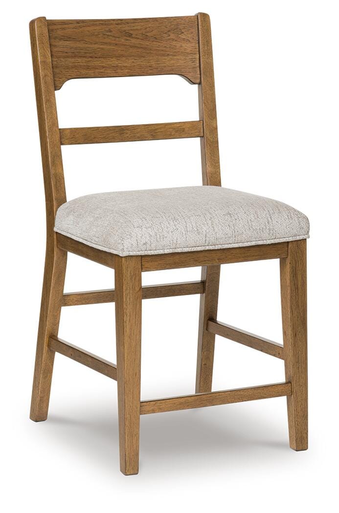 Ashley Cabalynn Oatmeal Light Brown Counter Height Barstool (Set of 2)