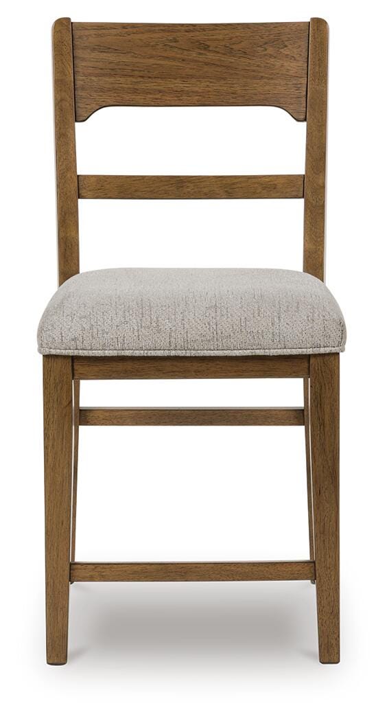 Ashley Cabalynn Oatmeal Light Brown Counter Height Barstool (Set of 2)