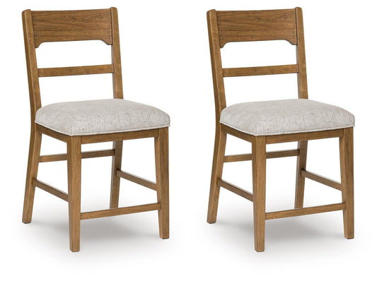 Ashley Cabalynn Oatmeal Light Brown Counter Height Barstool (Set of 2)