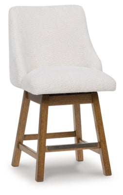 Ashley Cabalynn Oatmeal Light Brown Counter Height Barstool (Set of 2)