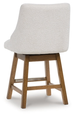 Ashley Cabalynn Oatmeal Light Brown Counter Height Barstool (Set of 2)