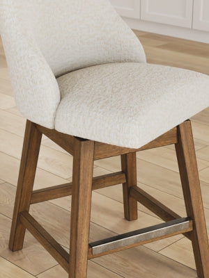Ashley Cabalynn Oatmeal Light Brown Counter Height Barstool (Set of 2)