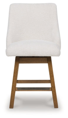 Ashley Cabalynn Oatmeal Light Brown Counter Height Barstool (Set of 2)