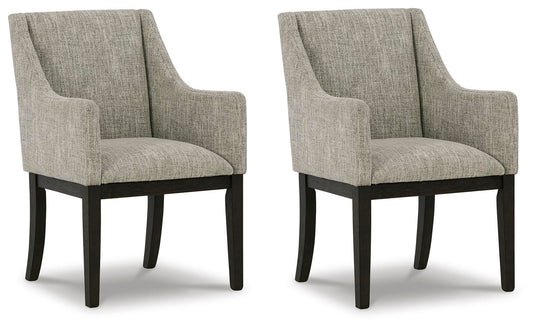 Ashley Burkhaus Beige Dark Brown Dining Arm Chair (Set of 2)