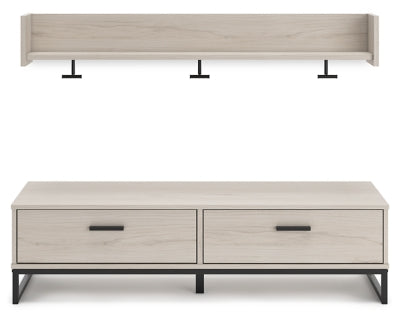 Ashley Socalle Natural Bench with Coat Rack