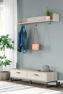 Ashley Socalle Natural Bench with Coat Rack