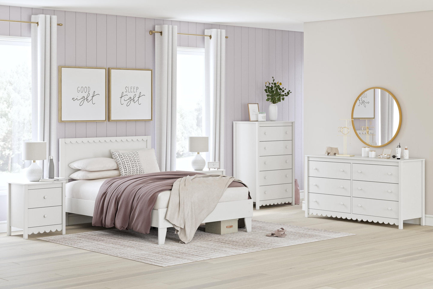Ashley Hallityn White Full Panel Platform Bed