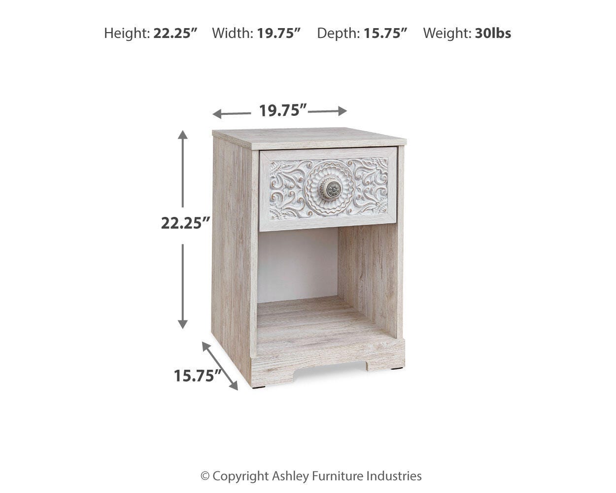 Ashley Paxberry Whitewash 19" W Nightstand