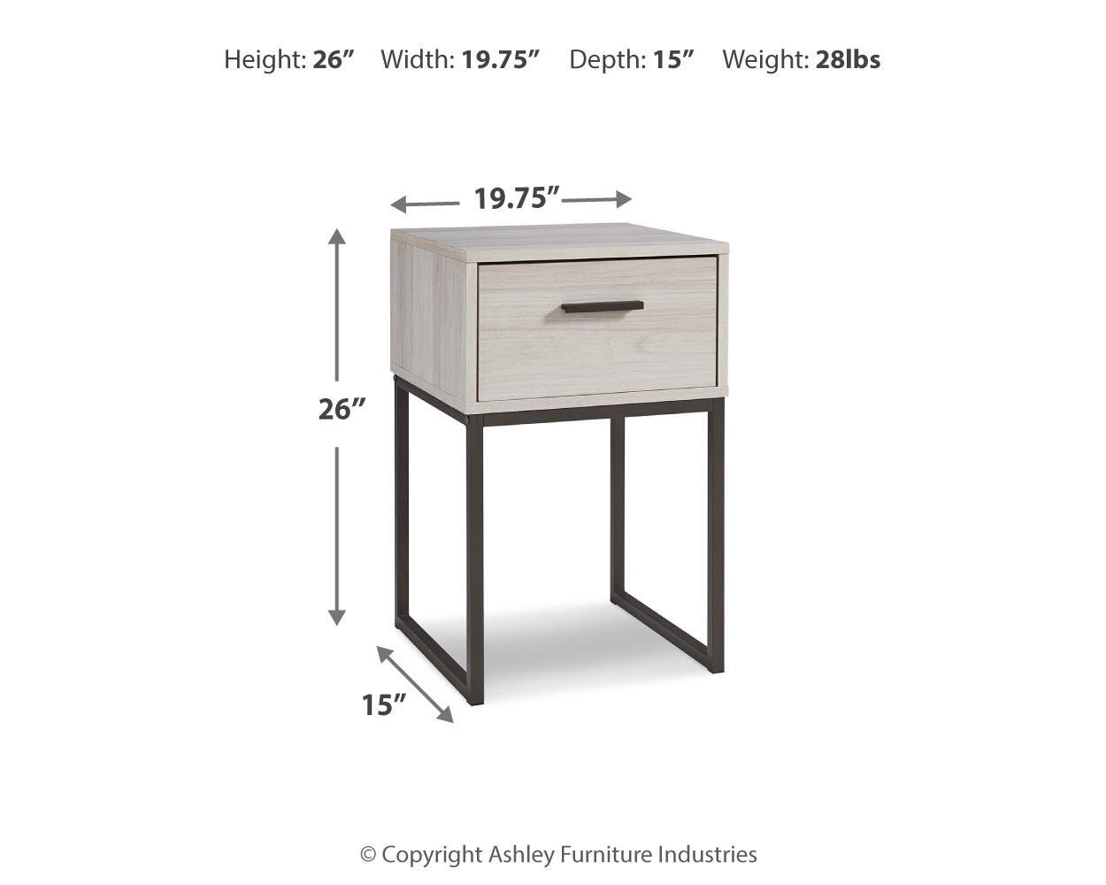 Ashley Socalle Light Natural 1 Drawer Nightstand