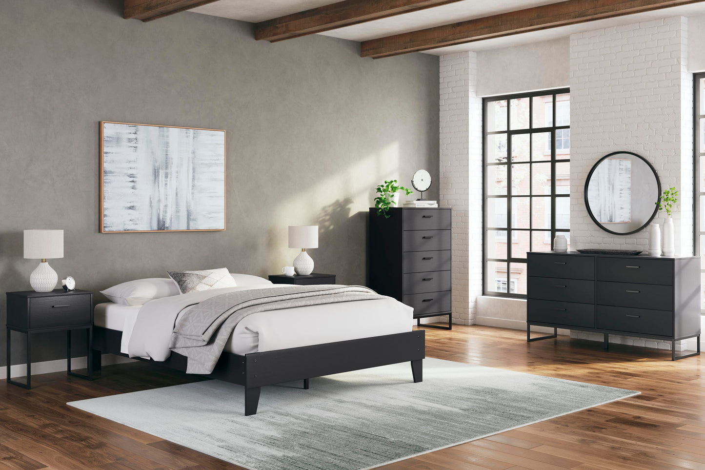Ashley Socalle Black Queen Platform Bed