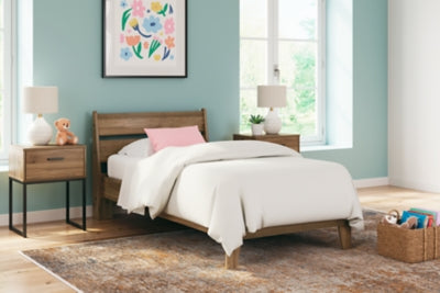 Ashley Deanlow Honey Twin Platform Panel Bed