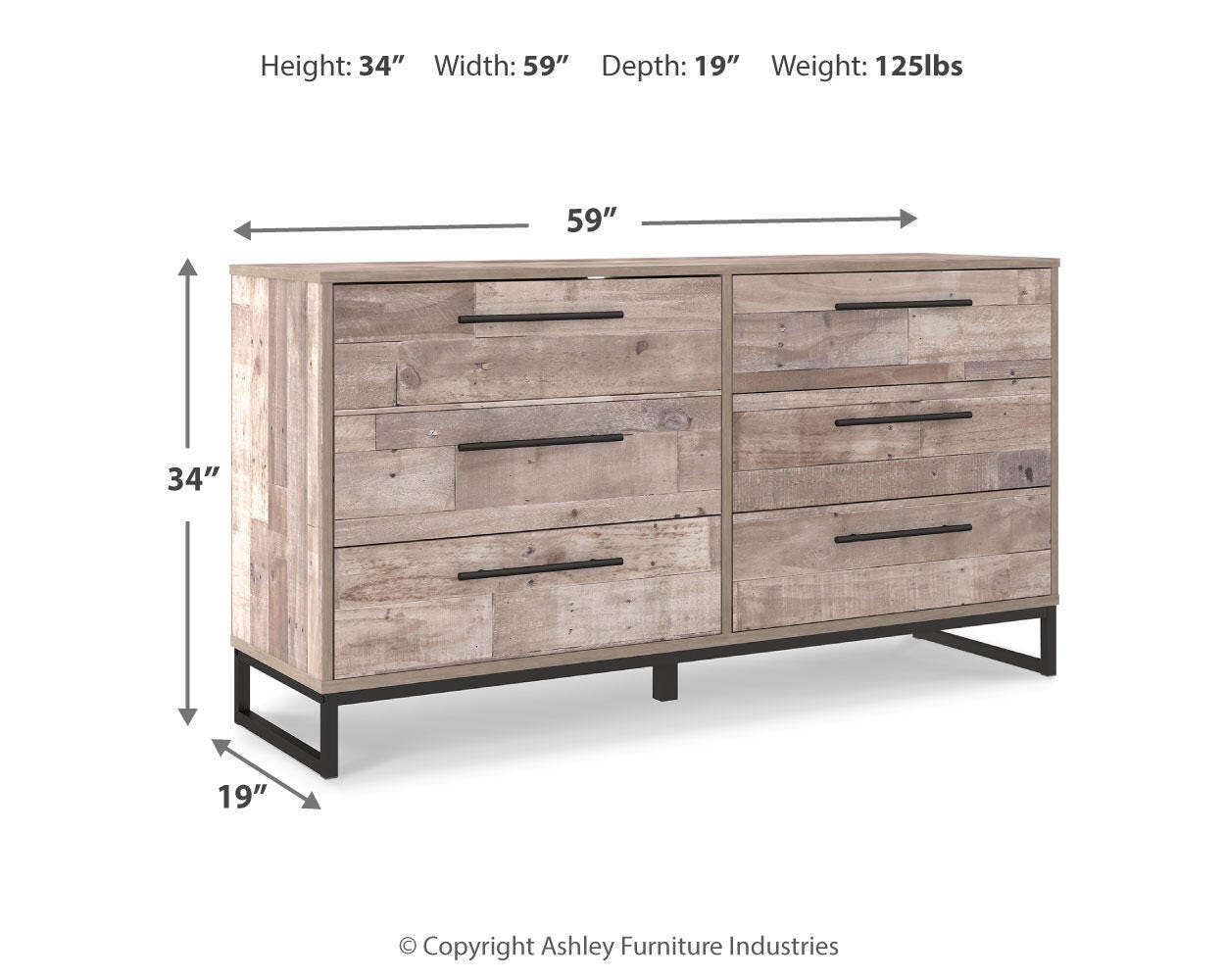 Ashley Neilsville Whitewash 6 Drawer Dresser