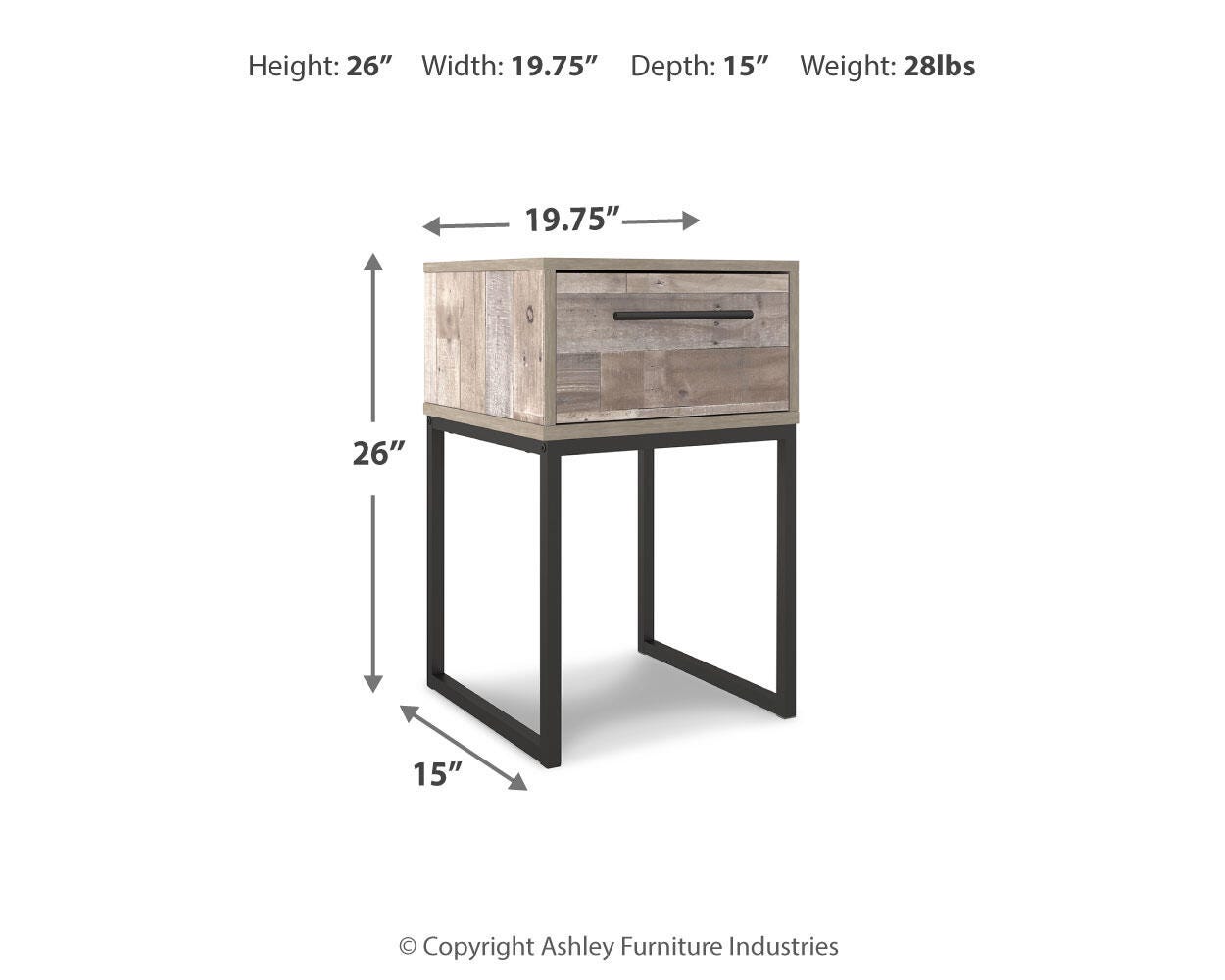 Ashley Neilsville Whitewash 19" W Nightstand