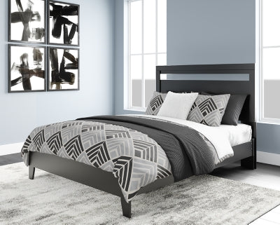 Ashley Finch Black Brown Queen Panel Platform Bed