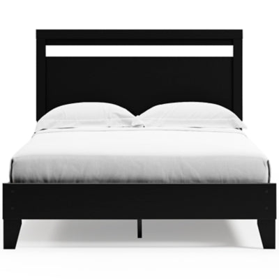 Ashley Finch Black Brown Queen Panel Platform Bed