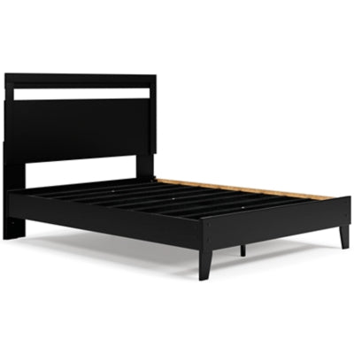 Ashley Finch Black Brown Queen Panel Platform Bed