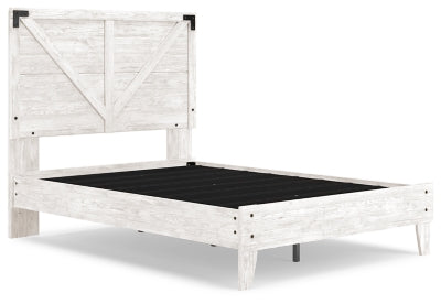 Ashley Shawburn White Dark Charcoal Gray Full Crossbuck Panel Platform Bed