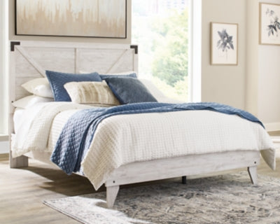 Ashley Shawburn White Dark Charcoal Gray Queen Crossbuck Panel Platform Bed