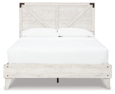 Ashley Shawburn White Dark Charcoal Gray Queen Crossbuck Panel Platform Bed