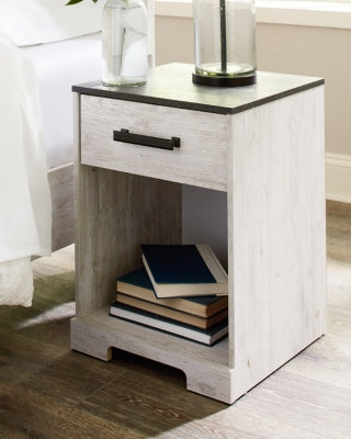 Ashley Shawburn Whitewash Charcoal Gray Nightstand