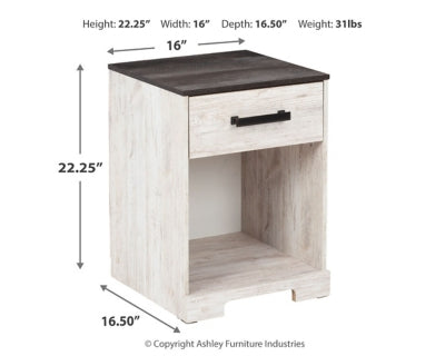 Ashley Shawburn Whitewash Charcoal Gray Nightstand