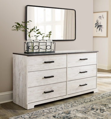 Ashley Shawburn Whitewash Charcoal Gray 6 Drawer Dresser