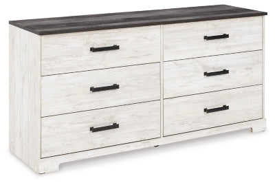 Ashley Shawburn Whitewash Charcoal Gray 6 Drawer Dresser