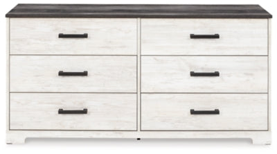 Ashley Shawburn Whitewash Charcoal Gray 6 Drawer Dresser