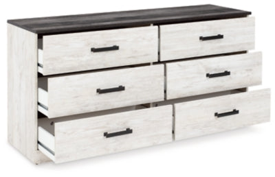 Ashley Shawburn Whitewash Charcoal Gray 6 Drawer Dresser