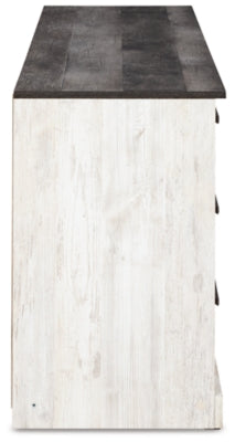 Ashley Shawburn Whitewash Charcoal Gray 6 Drawer Dresser