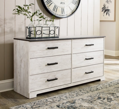 Ashley Shawburn Whitewash Charcoal Gray 6 Drawer Dresser