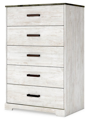 Ashley Shawburn Whitewash Charcoal Gray 5 Drawer Chest