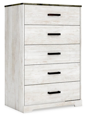 Ashley Shawburn Whitewash Charcoal Gray 5 Drawer Chest