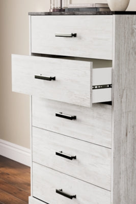 Ashley Shawburn Whitewash Charcoal Gray 5 Drawer Chest